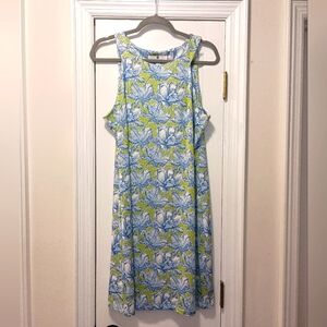 Jean Pierre Klifa Paris Floral Blue green Floral Print Lily Dress size l…